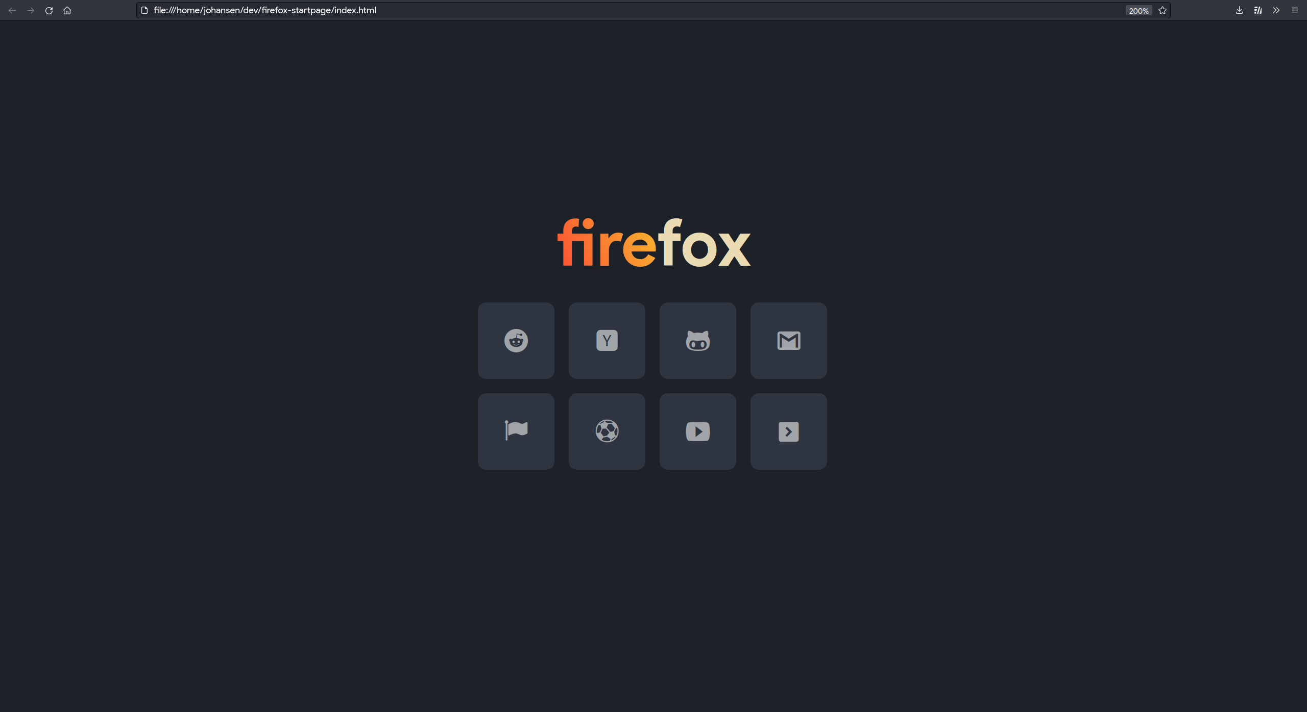 A screenshot of the minimal startpage in Firefox